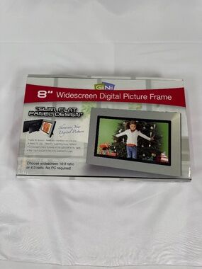 Giinii 8” Digital Picture Frame New Open Box Slim Modern Widescreen Display